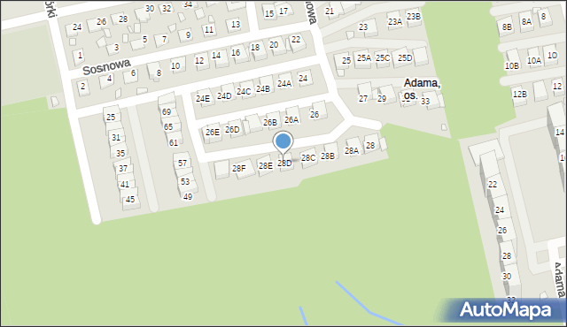 Katowice, Sosnowa, 28D, mapa Katowic