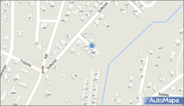 Katowice, Sołtysia, 11B, mapa Katowic