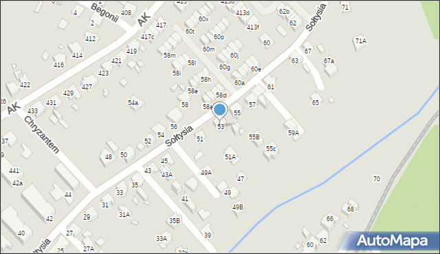 Katowice, Sołtysia, 53, mapa Katowic