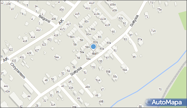 Katowice, Sołtysia, 58d, mapa Katowic