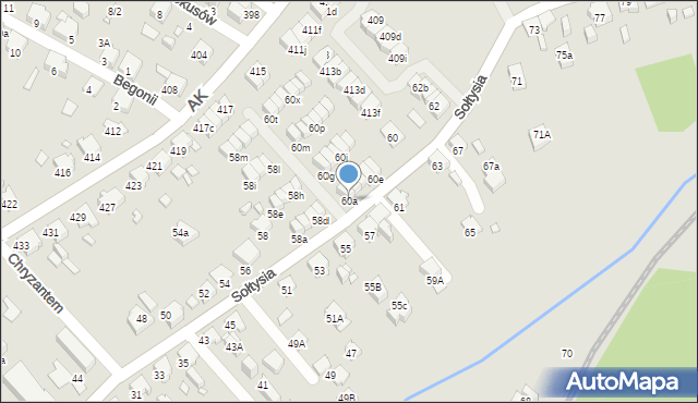 Katowice, Sołtysia, 60a, mapa Katowic