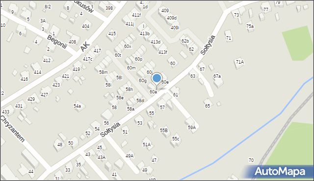 Katowice, Sołtysia, 60b, mapa Katowic