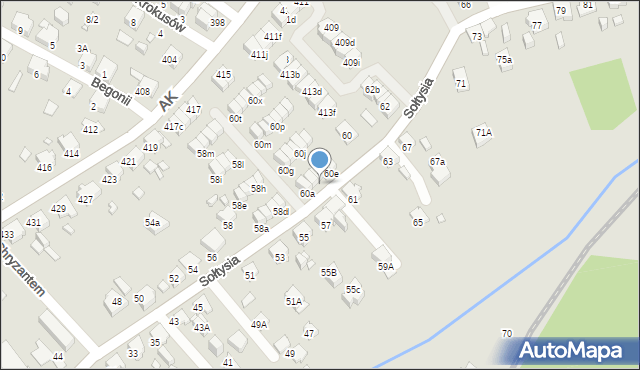 Katowice, Sołtysia, 60c, mapa Katowic