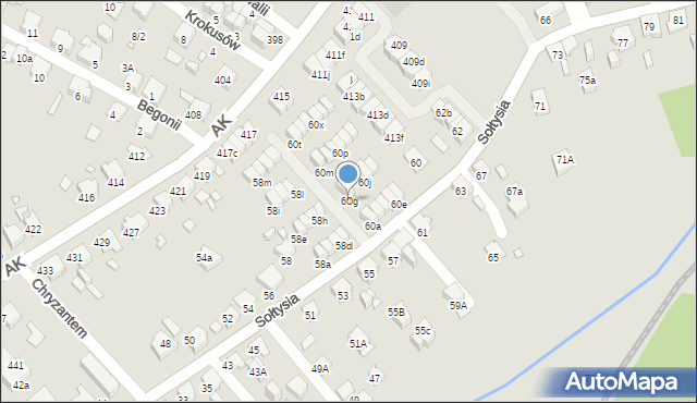 Katowice, Sołtysia, 60g, mapa Katowic