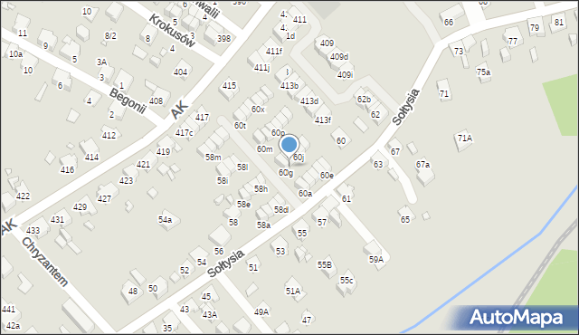 Katowice, Sołtysia, 60h, mapa Katowic