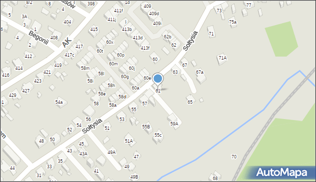 Katowice, Sołtysia, 61, mapa Katowic