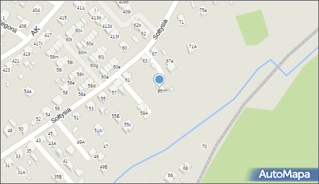 Katowice, Sołtysia, 65, mapa Katowic