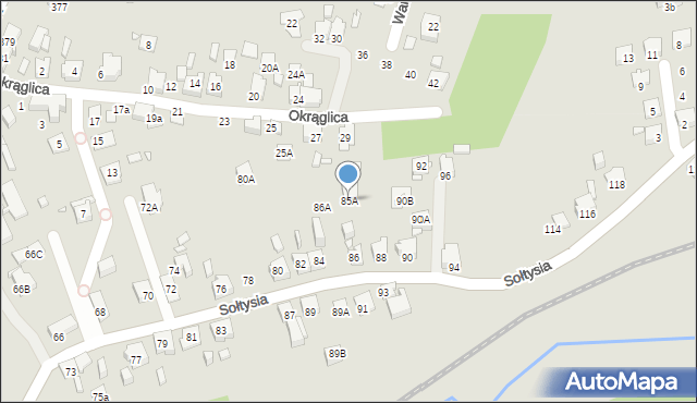 Katowice, Sołtysia, 85A, mapa Katowic