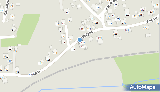 Katowice, Sołtysia, 115a, mapa Katowic