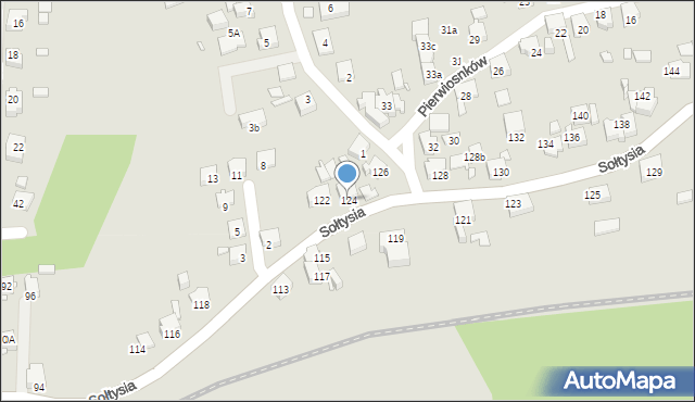 Katowice, Sołtysia, 124, mapa Katowic