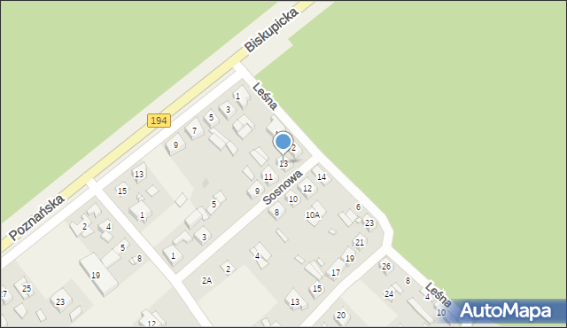 Kobylnica, Sosnowa, 13, mapa Kobylnica