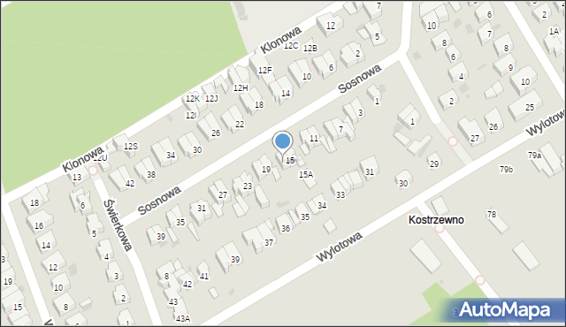 Kołobrzeg, Sosnowa, 17, mapa Kołobrzegu