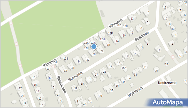 Kołobrzeg, Sosnowa, 26, mapa Kołobrzegu