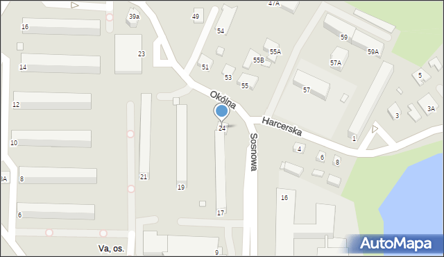 Konin, Sosnowa, 17A, mapa Konina