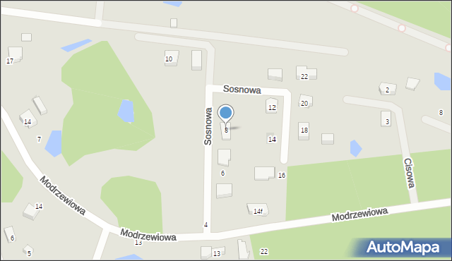 Kościerzyna, Sosnowa, 8, mapa Kościerzyna