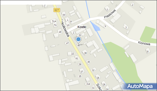 Kostki, Sokołowska, 40, mapa Kostki