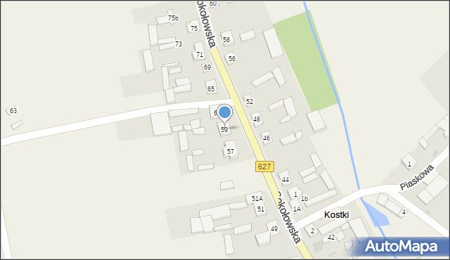 Kostki, Sokołowska, 59, mapa Kostki