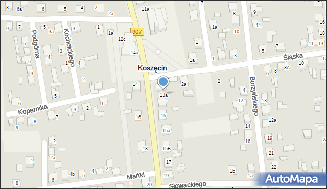 Koszęcin, Sobieskiego, 13a, mapa Koszęcin