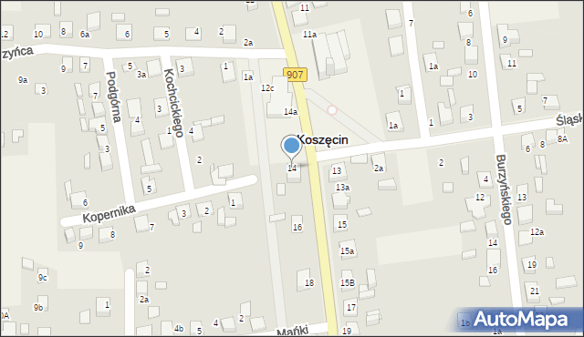 Koszęcin, Sobieskiego, 14, mapa Koszęcin