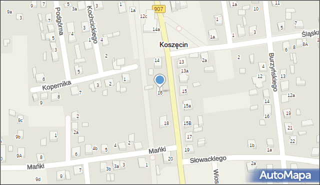 Koszęcin, Sobieskiego, 16, mapa Koszęcin