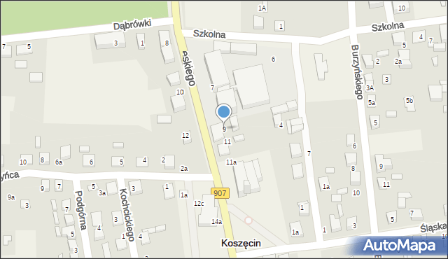 Koszęcin, Sobieskiego, 9, mapa Koszęcin