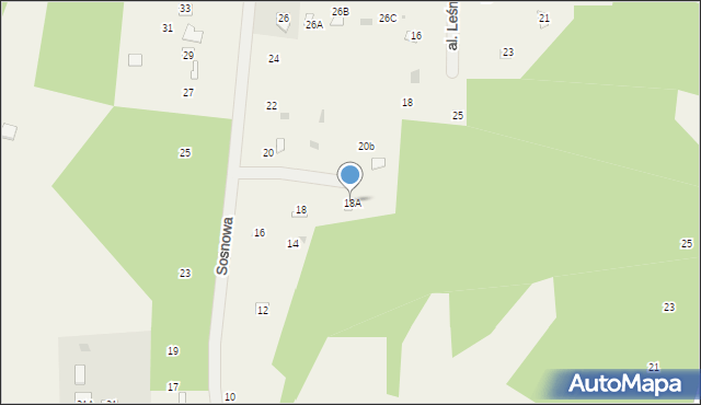 Kowalicha, Sosnowa, 18A, mapa Kowalicha