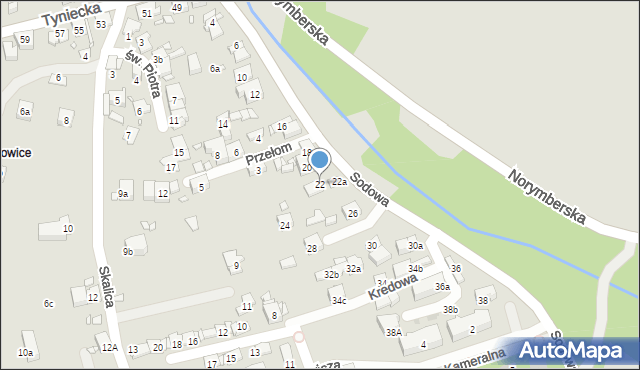 Kraków, Sodowa, 22, mapa Krakowa