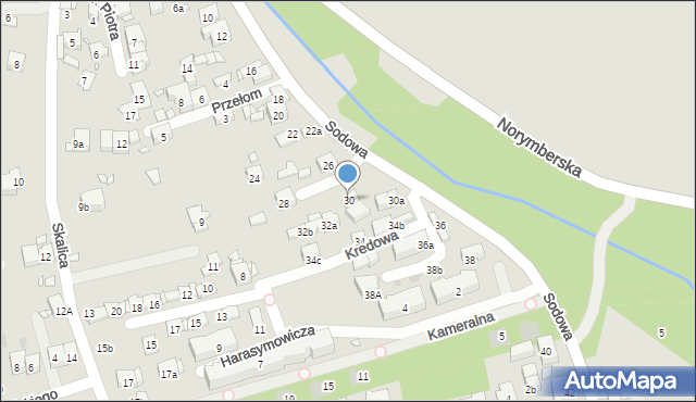 Kraków, Sodowa, 30, mapa Krakowa