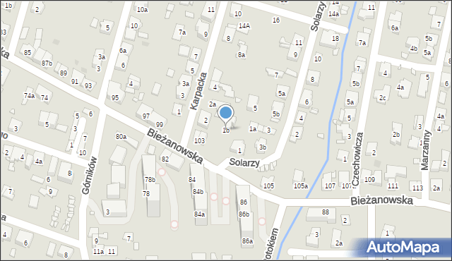 Kraków, Solarzy, 1b, mapa Krakowa