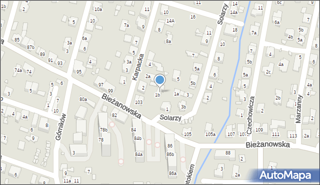 Kraków, Solarzy, 1c, mapa Krakowa