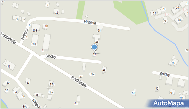 Kraków, Sochy, 24, mapa Krakowa