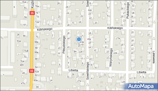 Krotoszyn, Sowińskiego Józefa, gen., 13, mapa Krotoszyna