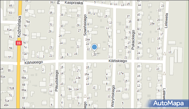 Krotoszyn, Sowińskiego Józefa, gen., 20, mapa Krotoszyna