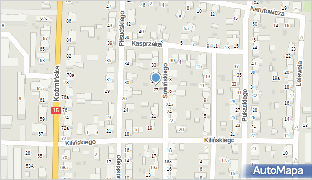 Krotoszyn, Sowińskiego Józefa, gen., 27, mapa Krotoszyna