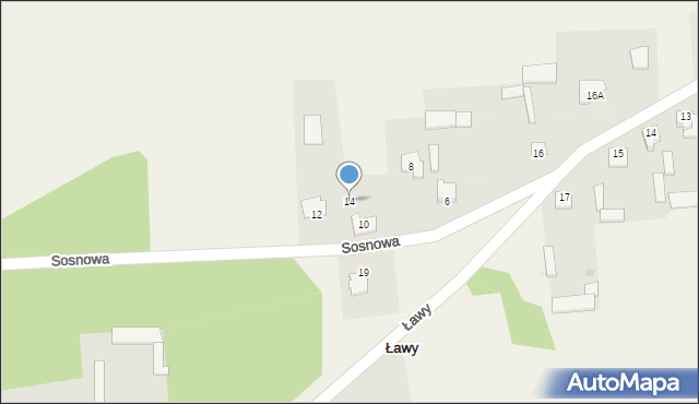 Ławy, Sosnowa, 14, mapa Ławy