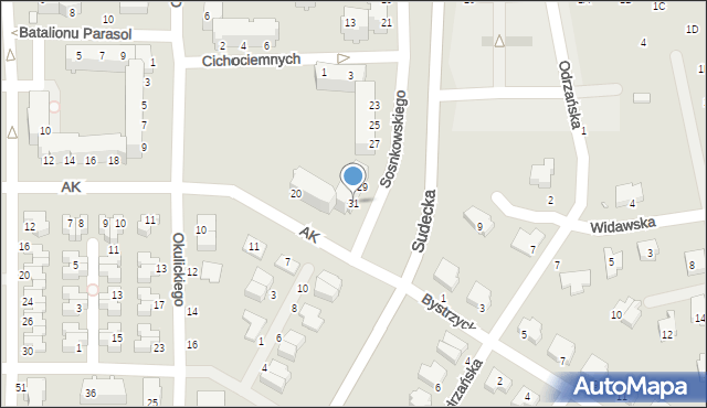 Legnica, Sosnkowskiego Kazimierza, gen., 31, mapa Legnicy