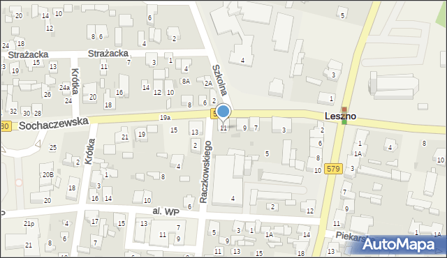 Leszno, Sochaczewska, 11, mapa Leszno