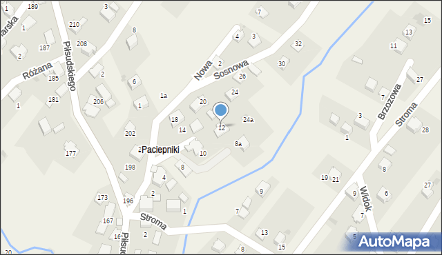 Łodygowice, Sosnowa, 12, mapa Łodygowice