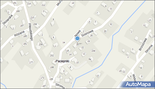 Łodygowice, Sosnowa, 20, mapa Łodygowice