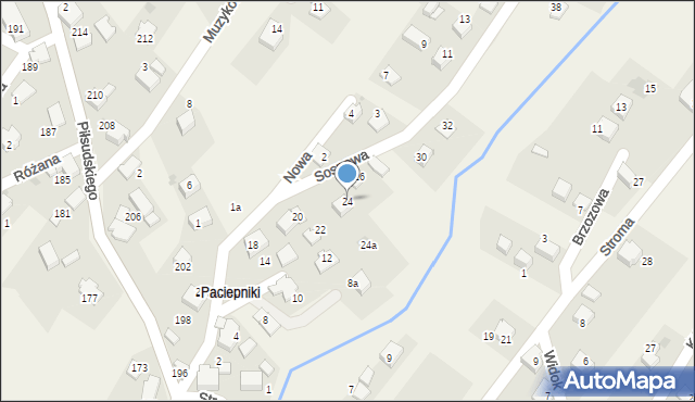 Łodygowice, Sosnowa, 24, mapa Łodygowice