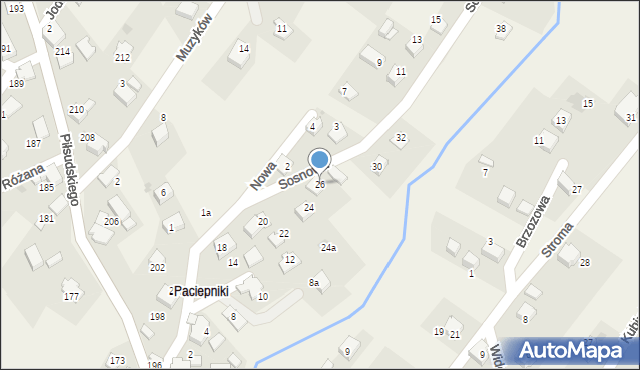 Łodygowice, Sosnowa, 26, mapa Łodygowice