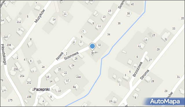 Łodygowice, Sosnowa, 30, mapa Łodygowice