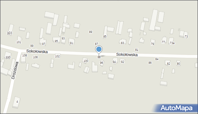 Łódź, Sokołowska, 98, mapa Łodzi