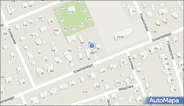 Łódź, Sowińskiego Józefa, gen., 46a, mapa Łodzi