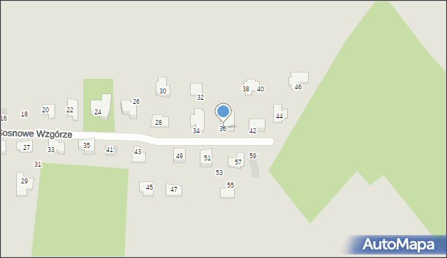 Łódź, Sosnowe Wzgórze, 36, mapa Łodzi