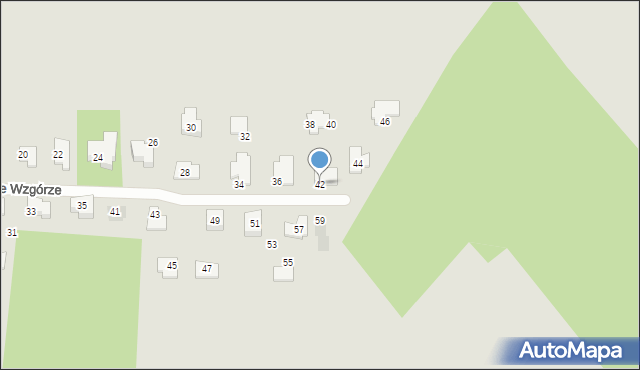 Łódź, Sosnowe Wzgórze, 42, mapa Łodzi