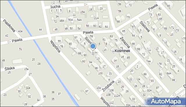 Lublin, Sosnowa, 11, mapa Lublina