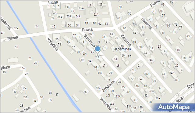 Lublin, Sosnowa, 13, mapa Lublina