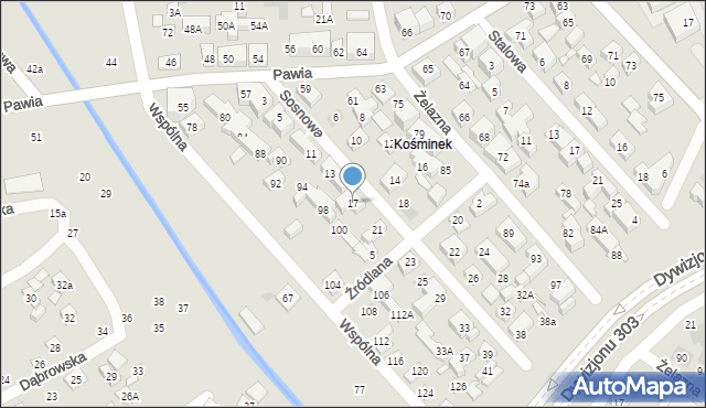 Lublin, Sosnowa, 17, mapa Lublina