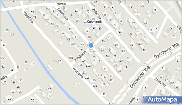 Lublin, Sosnowa, 23, mapa Lublina